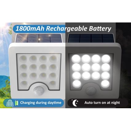 Top Light - LED Solcell vägg strålkastare med sensor HELEON S LED/5W/3,7V IP65 4000K 1800 mAh