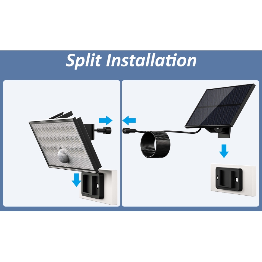 Top Light - LED Solcell vägg strålkastare med sensor HELEON VARIO LED/8W/3,7V IP65 4000K 2200 mAh + fjärrkontroll