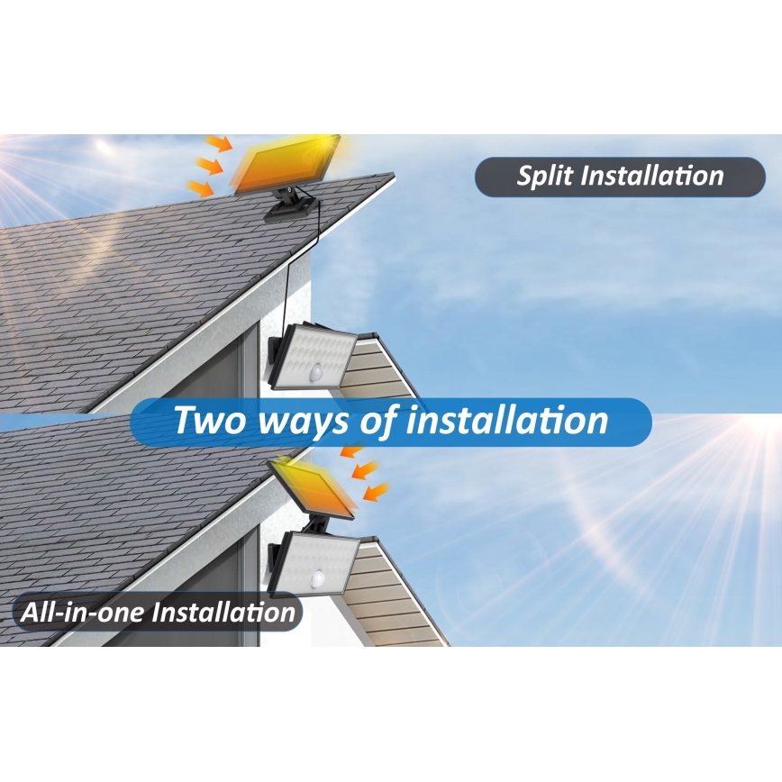 Top Light - LED Solcell vägg strålkastare med sensor HELEON VARIO LED/8W/3,7V IP65 4000K 2200 mAh + fjärrkontroll