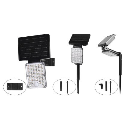 Top Light - LED solcellslampa med 3-i-1-sensor ZENITH LED/10W/3,7V 3000/4000/6500K IP54 2400 mAh