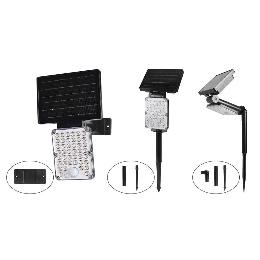 Top Light - LED solcellslampa med 3-i-1-sensor ZENITH LED/10W/3,7V 3000/4000/6500K IP54 2400 mAh