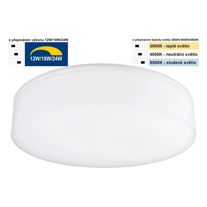 Top Light - LED ljusreglerad taklampa till badrum BOXTER LED/12/18/24W/230V IP54 3000/4000/6500K diameter 28 cm