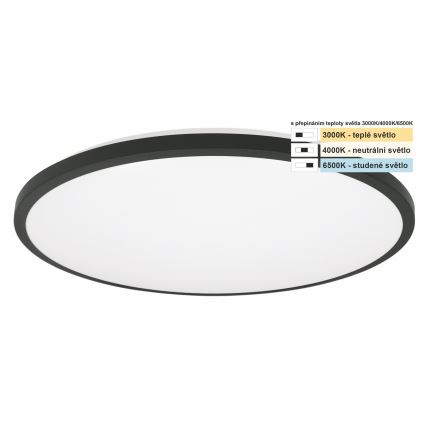 Top Light - LED taklampa för badrum ONYX LED/18W/230V IP44 3000/4000/6500K diameter 34 cm svart