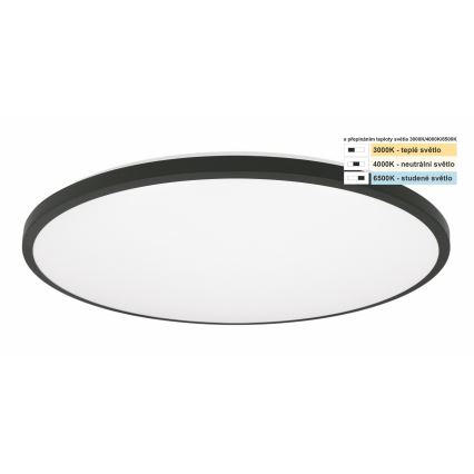 Top Light - LED taklampa för badrum ONYX LED/24W/230V IP44 3000/4000/6500K diameter 39 cm svart