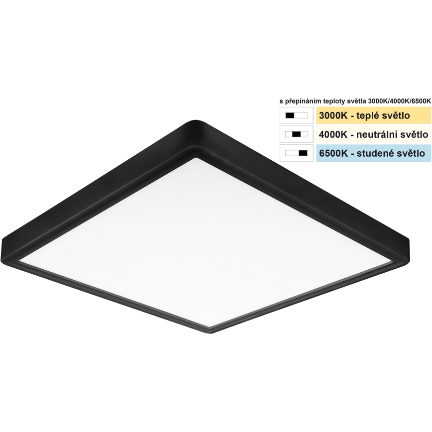 Top Light - LED taklampa REVIT LED/24W/230V 3000/4000/6500K 30x30 cm svart