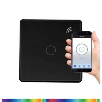 Touch väggbrytare 1-polig SMART 800W/230V svart Wi-Fi Tuya