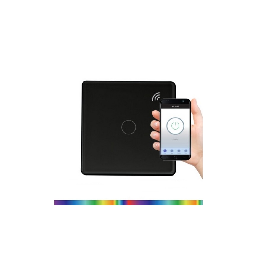 Touch väggbrytare 1-polig SMART 800W/230V svart Wi-Fi Tuya