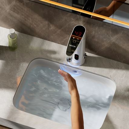 Beröringskänslig genomströmningsvattenvärmare med sensor och LED-display 3000W/230V IPX4 vit