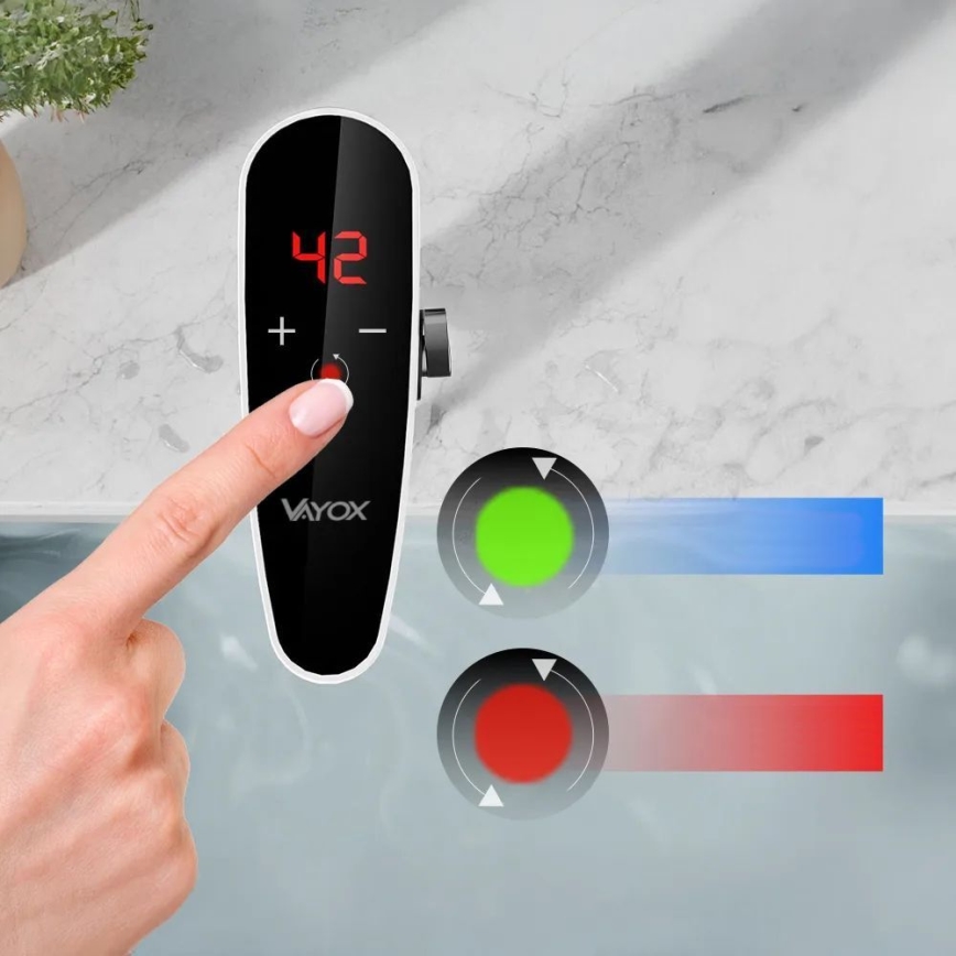 Beröringskänslig genomströmningsvattenvärmare med sensor och LED-display 3000W/230V IPX4 vit