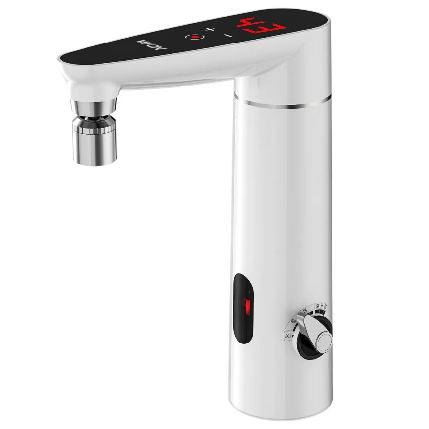 Beröringskänslig genomströmningsvattenvärmare med sensor och LED-display 3000W/230V IPX4 vit