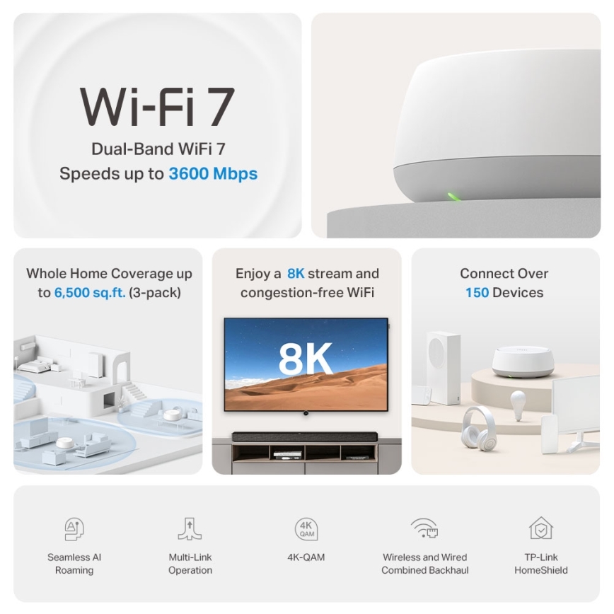 TP-Link - 2-pack Wi-Fi 7 mesh-system för hela hemmet Deco BE22