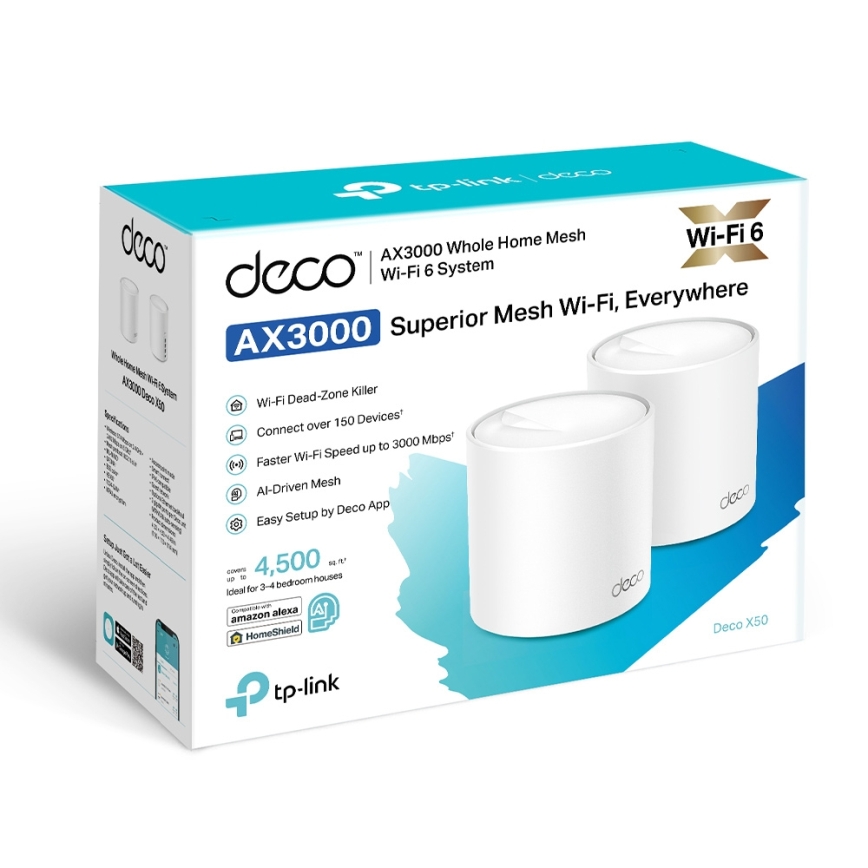 TP-Link - 2-pack Wi‑Fi 6 mesh-system för hela hemmet Deco X50