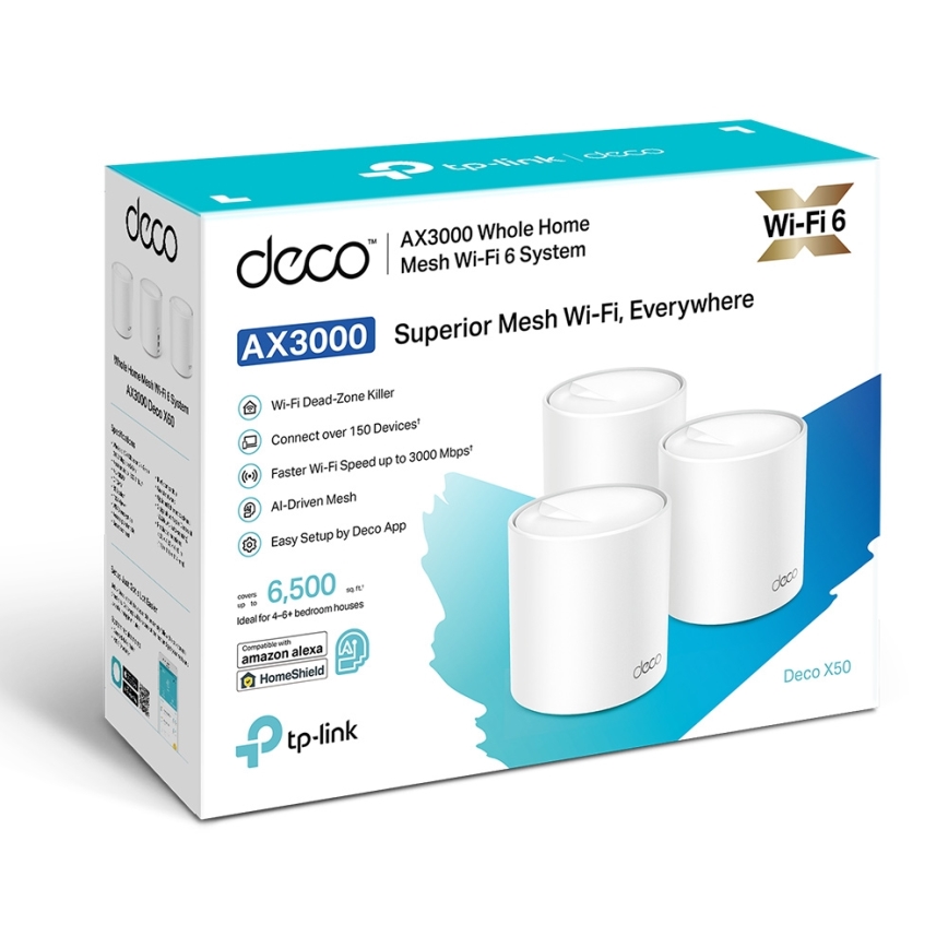 TP-Link – 3-pack Deco X50 Wi‑Fi 6-meshsystem för hela hemmet