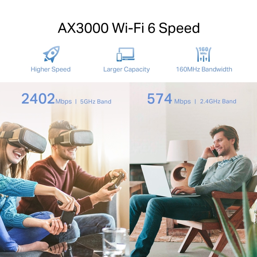 TP-Link - Dubbelbands Wi‑Fi 6-förlängare RE705X