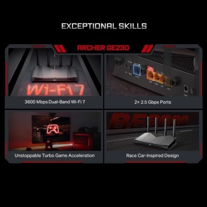 TP-Link - Gaming tvåbands Wi‑Fi 7-router Archer GE230