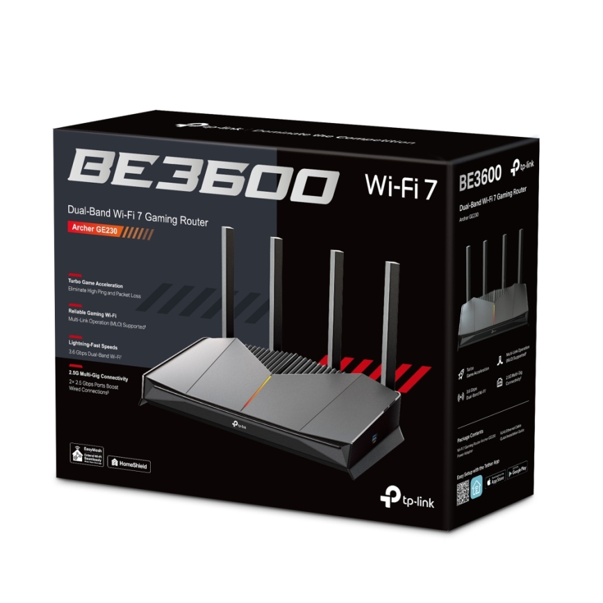 TP-Link - Gaming tvåbands Wi‑Fi 7-router Archer GE230
