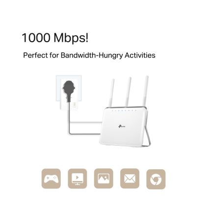 TP-Link - Gigabit Powerline-sats med Wi‑Fi och genomgångsuttag