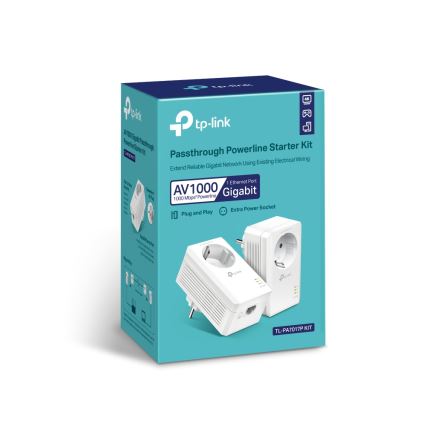 TP-Link - Gigabit Powerline-sats med Wi‑Fi och genomgångsuttag