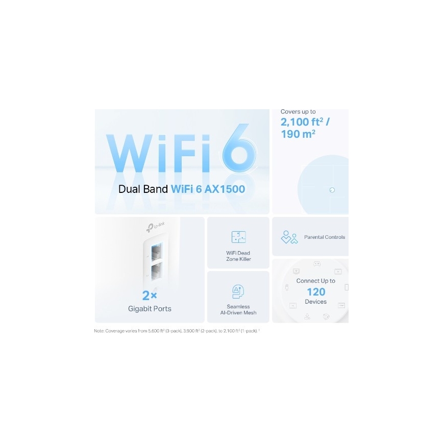 TP-Link - Set med 2 Wi‑Fi 6 mesh‑enheter för hela hemmet