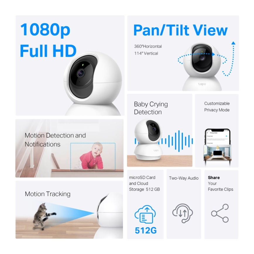 TP-Link - Smart roterbar säkerhetskamera med Wi‑Fi