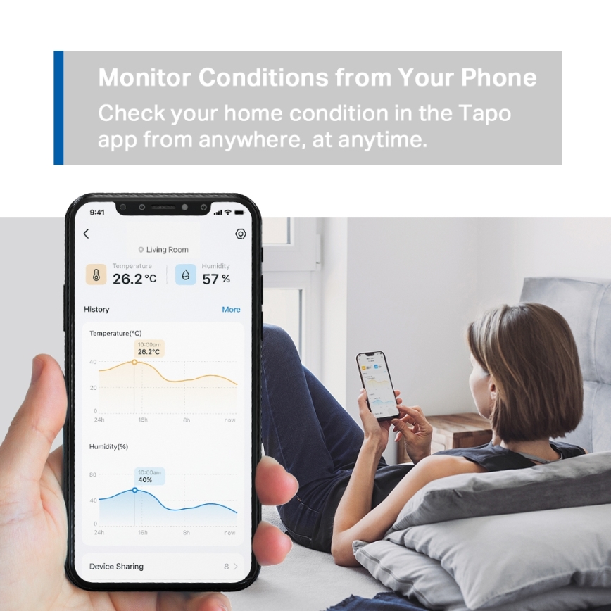 TP-Link - Smart sensor för mätning av temperatur och luftfuktighet 1xCR2450 Wi-Fi