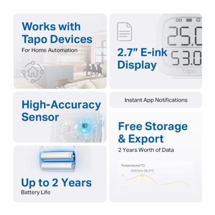 TP-Link - Smart sensor för temperatur och luftfuktighet, batteridriven (2x AAA), Wi-Fi