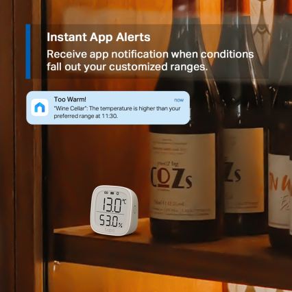 TP-Link - Smart sensor för temperatur och luftfuktighet, batteridriven (2x AAA), Wi-Fi