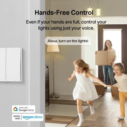 TP-Link - Smart tvåknappsbrytare för belysning, 2xAAA, Wi-Fi