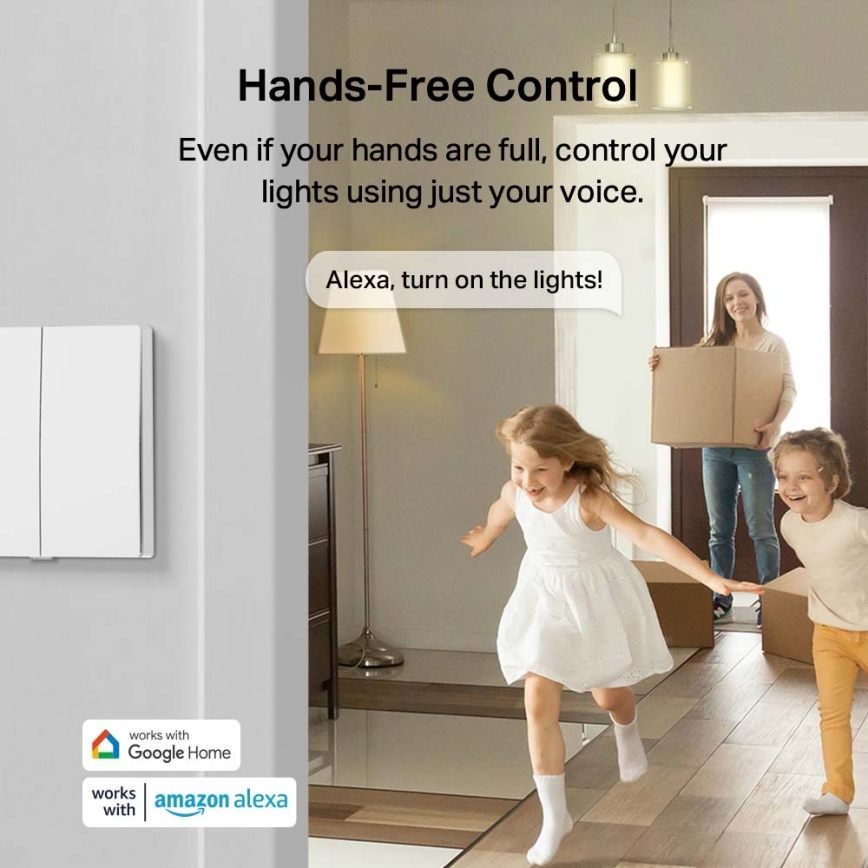 TP-Link - Smart tvåknappsbrytare för belysning, 2xAAA, Wi-Fi