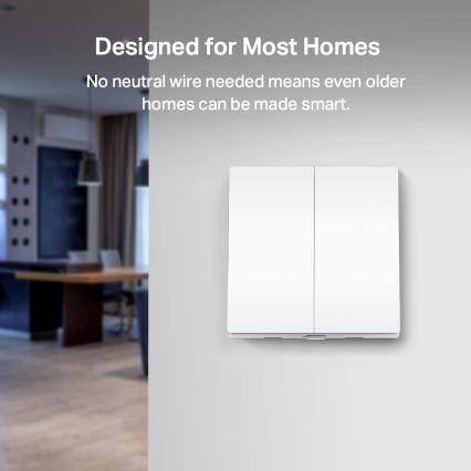 TP-Link - Smart tvåknappsbrytare för belysning, 2xAAA, Wi-Fi