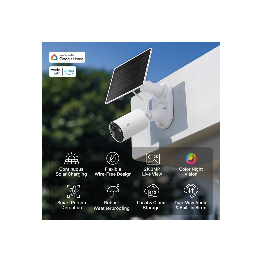 TP-Link - Solcellsdriven utomhuskamera IP65 Wi-Fi
