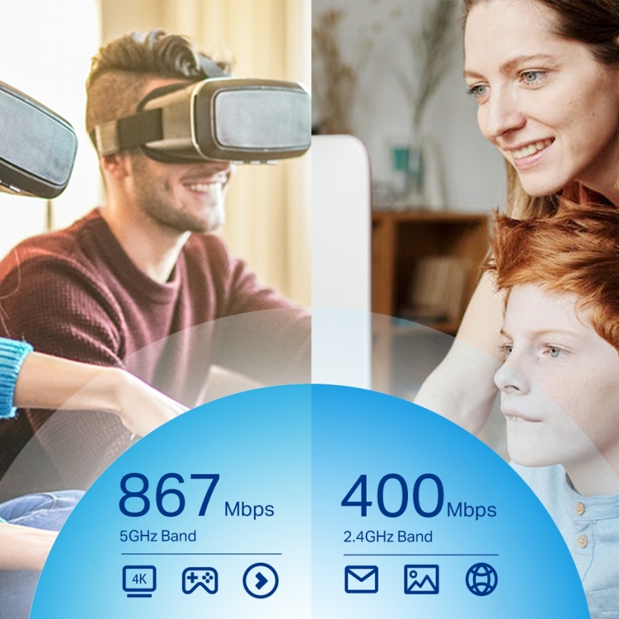 TP-Link - Trådlös USB-nätverksadapter med högvinstantenner Archer T4U Plus Wi-Fi