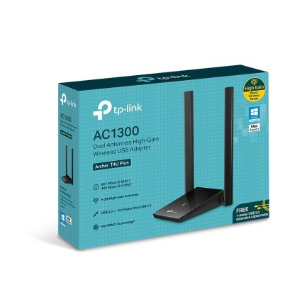 TP-Link - Trådlös USB-nätverksadapter med högvinstantenner Archer T4U Plus Wi-Fi
