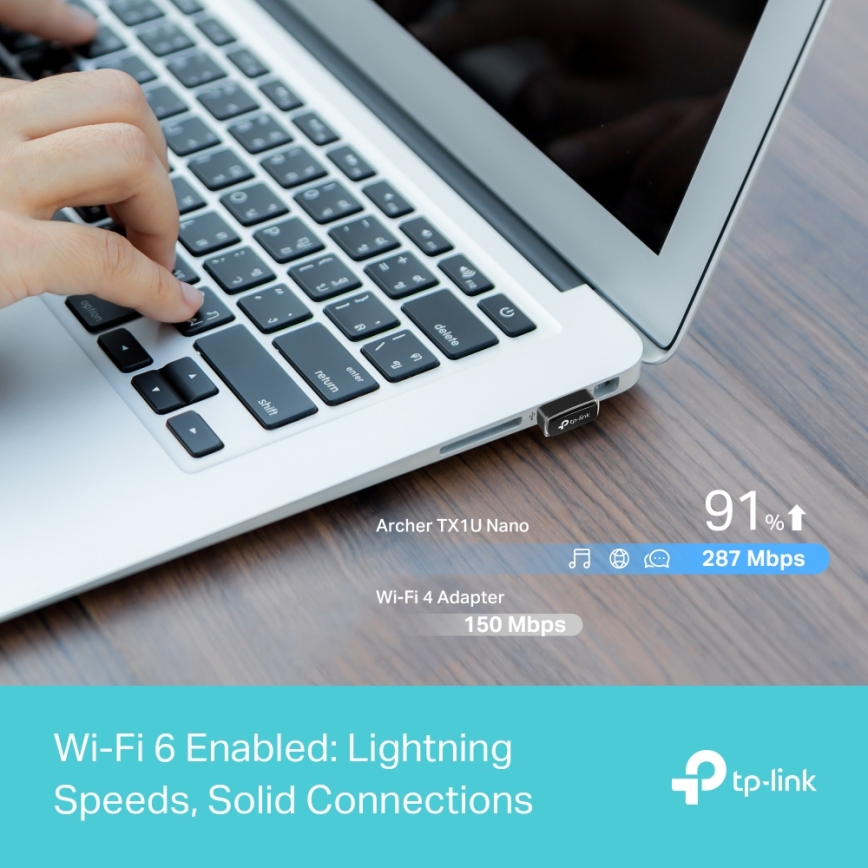 TP-Link - Trådlös Wi‑Fi 6 USB-nanoadapter Archer TX1U Nano