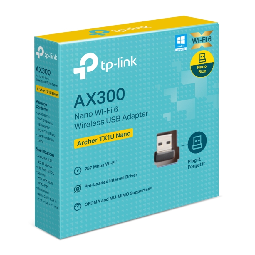 TP-Link - Trådlös Wi‑Fi 6 USB-nanoadapter Archer TX1U Nano