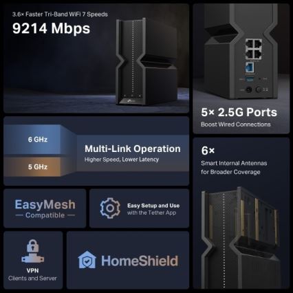 TP-Link - trebands Wi-Fi 7-router Archer BE550
