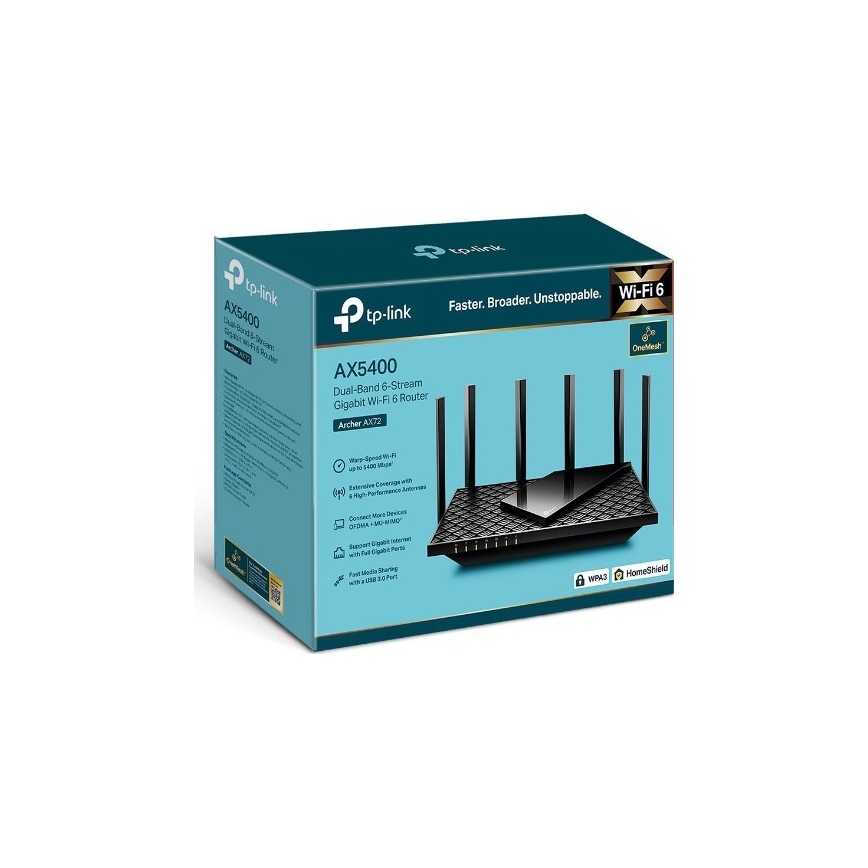 TP-Link - Tvåbands gigabit Wi-Fi 6-router Archer AX72