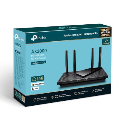 TP-Link - Tvåbands multigigabit Wi‑Fi 6-router med 2,5G-port Archer AX55 Pro