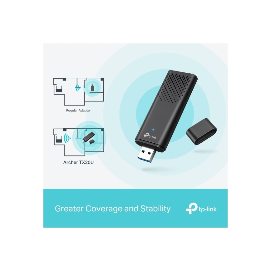 TP-Link - Tvåbands trådlös USB-adapter med Wi‑Fi 6 Archer TX20U