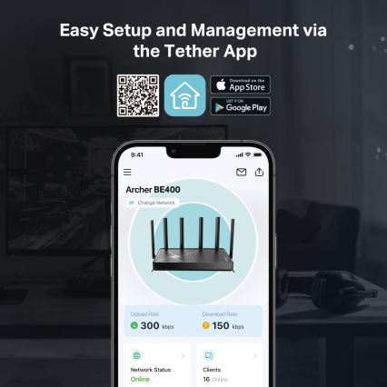 TP-Link - Tvåbands Wi-Fi 7 router Archer BE400