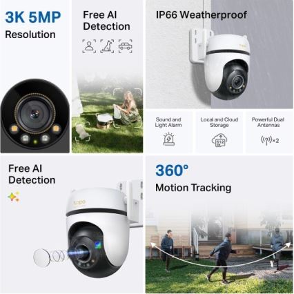 TP-Link - Utomhuskamera med sensor IP66 Wi‑Fi