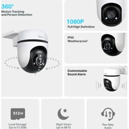 TP-Link - Utomhuskamera med sensor IP65 Wi-Fi