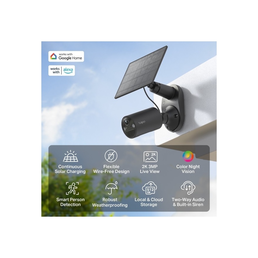 TP-Link - Utomhussolcellskamera med sensor IP65 Wi-Fi