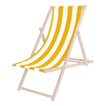 Trädgårdsliggstol gul/vit/bok