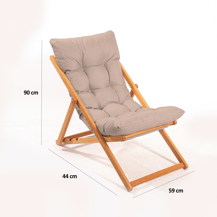 Trädgårdssolstol beige/bok