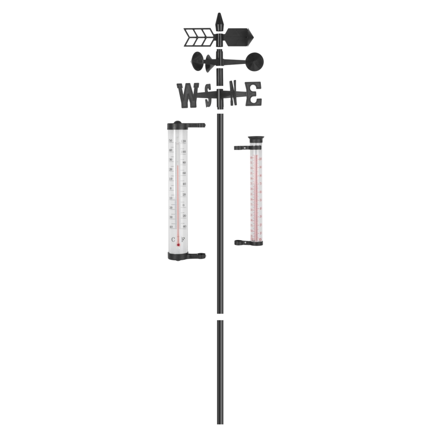 Trädgårdsväderstation 3-i-1, 145 cm, svart