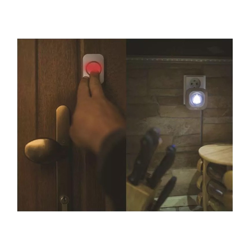 Trådlös dörrklocka för vägguttag 230V + 1xCR2032 IP44 grå