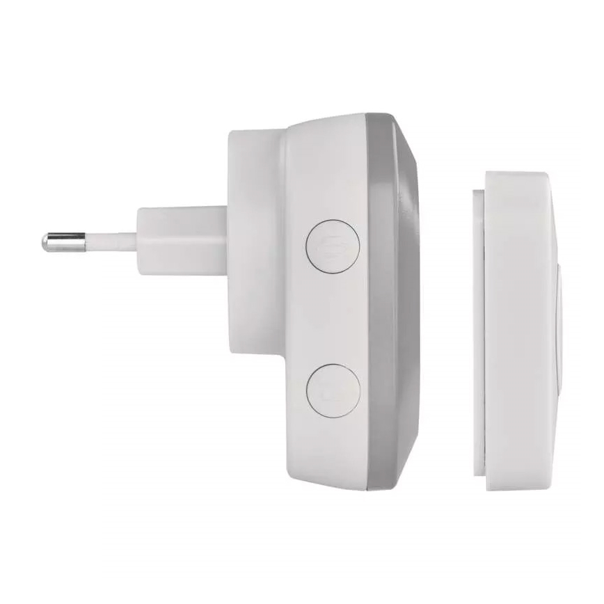 Trådlös dörrklocka för vägguttag 230V + 1xCR2032 IP44 grå