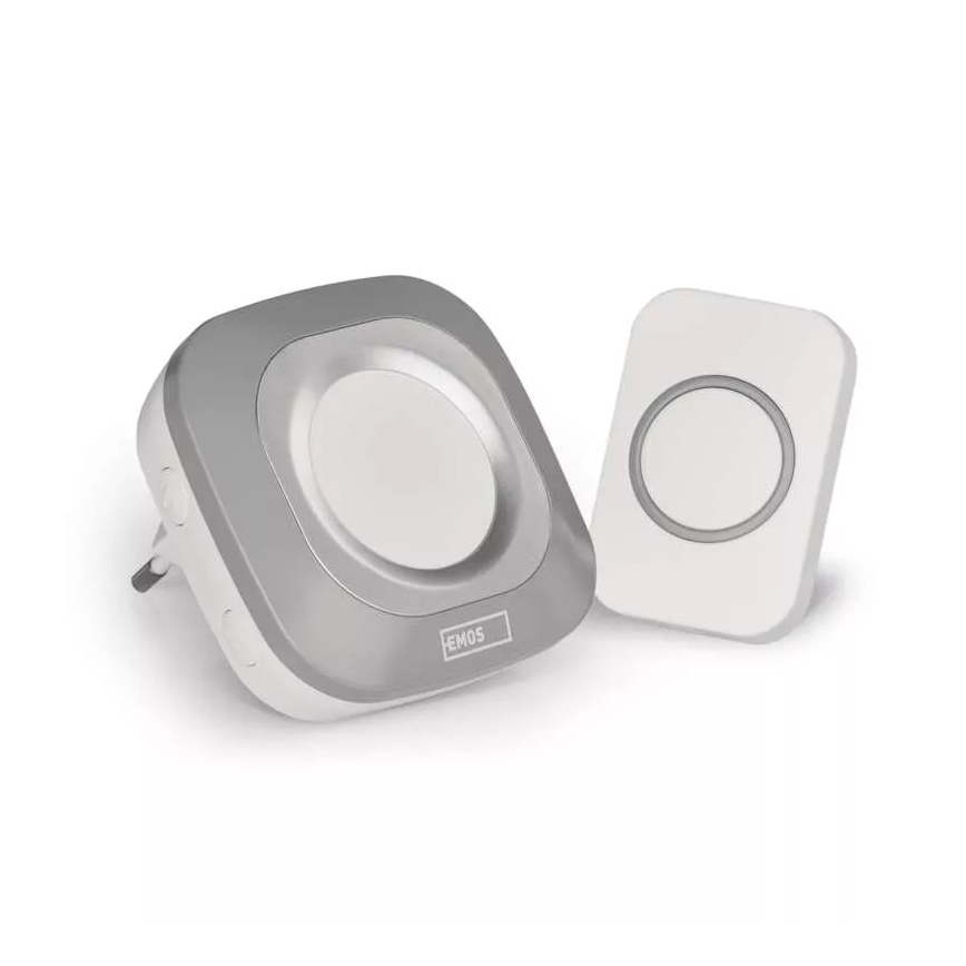 Trådlös dörrklocka för vägguttag 230V + 1xCR2032 IP44 grå