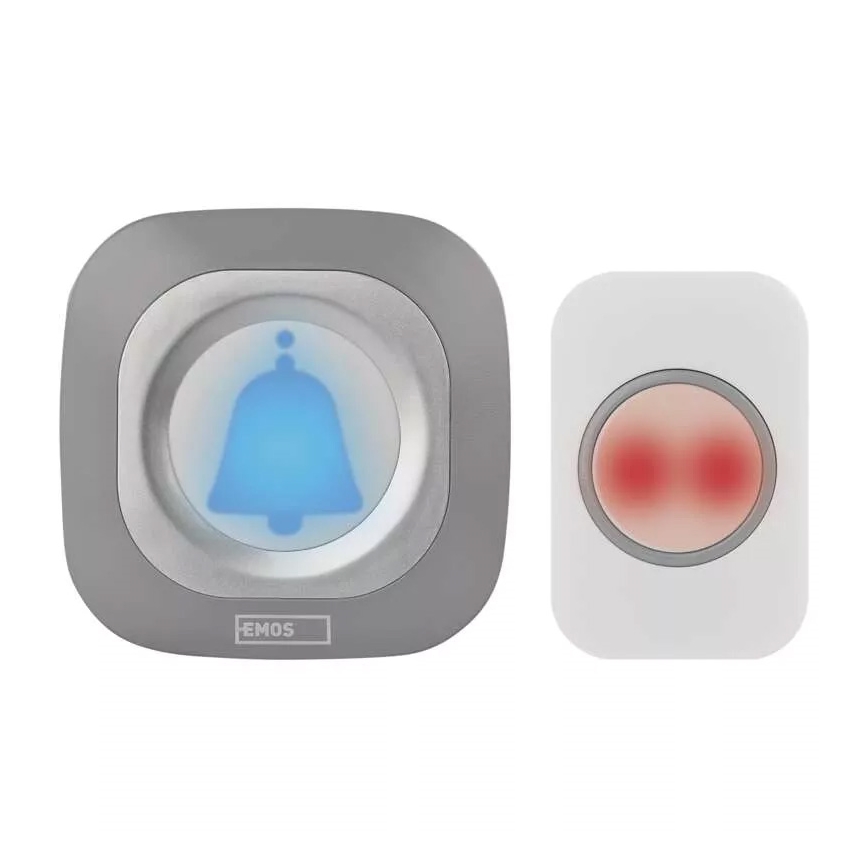 Trådlös dörrklocka för vägguttag 230V + 1xCR2032 IP44 grå